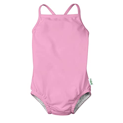 by green sprouts baby girls One-piece Swimsuit With Built-in Reusable and Toddler Swim Diaper, Light Pink, 0-6 Months US