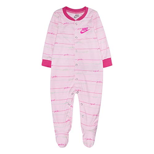 Baby Girl's Just Do It Script Long Sleeve Footed Coverall (Infant) Pink Foam 0-3 Months