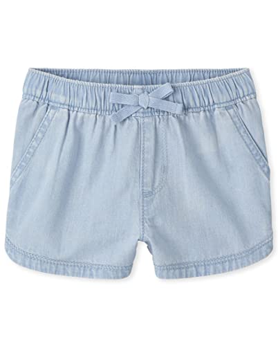 Baby and Toddler Girls Chambray Pull On Shorts, Leighton WASH, 5T