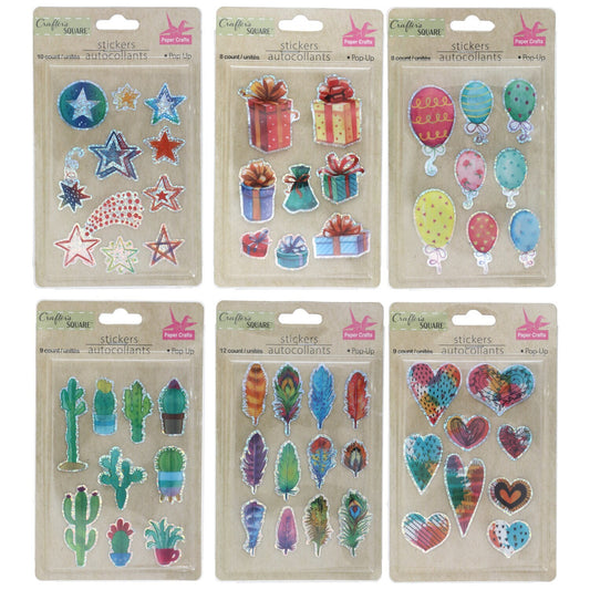 Crafter's Square Novelty Pop-Up Stickers, 4x6-in. Sheets (Pack of 24)