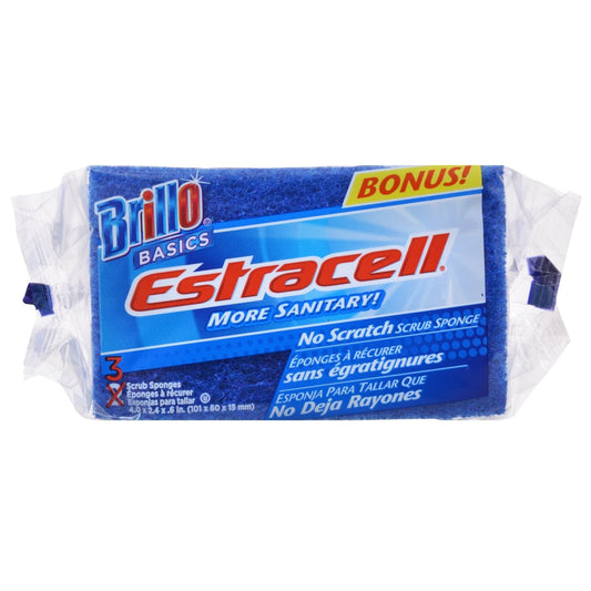 Brillo Basics No-Scratch Estracell Scrub Sponges, 3-ct. Bonus Packs (Pack of 24)