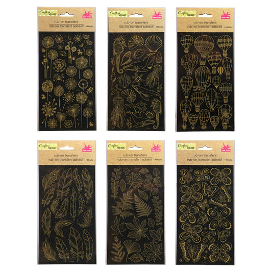 Crafter's Square Gold Metallic Rub-on Transfer Decals (Pack of 36)