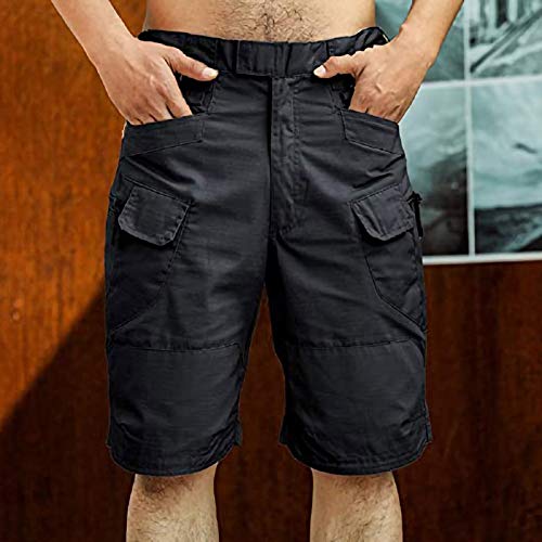Hoyomi Cargo Short for Men,Classic Fit Half Quick Dry Athletic Multi-Pocket Mens Shorts 2022 Hiking Outdoor Men,Mens Walking Shorts,Sweat Pant Shorts,5 Mens,Stylish Men, Black