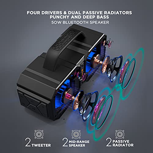 Bluetooth Speakers, M83 Speaker IPX6 Waterproof Portable LargeWireless Speaker,Bluetooth 5.2,50W Big Power, 24H Playtime,Suitable for Family Gatherings and Outdoor Bluetooth Speaker Black