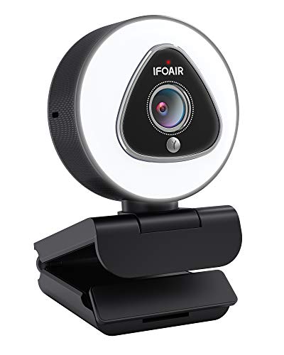 Streaming Webcam with Ring Light HD 1080P Web Cam Video PC USB Camera for Computer Mac Windows Laptop Conferencing Gaming Webcam for Xbox Dual Microphone Pro Auto-Focus