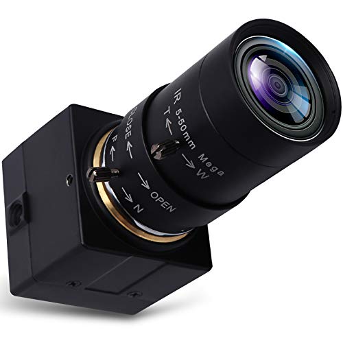 Telephoto Webcam Mac Compatible 1MP USB Camera with 5-50mm Optical Zoom Lens Manual Focus Webcam UVC PC Cam for Windows Linux Android MAC,1280x720 USB2.0 CMOS Video Camera for Security,Streaming