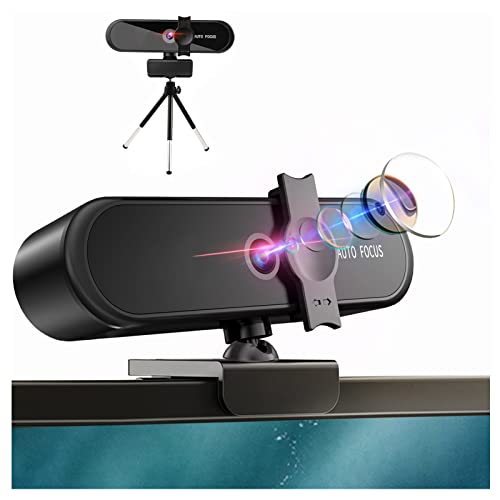 Webcam with Microphone, 1440p HD Computer Camera Webcam with Microphone for Desktopwith Privacy Cover, Autofocus USB and Tripod Stand,for PC Mac Laptop Desktop Video Calling Conferencing Recording