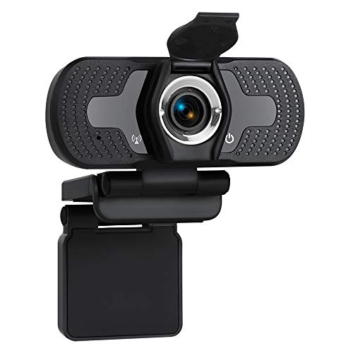 1080P Webcam with Microphone & Privacy Cover, Full HD Webcam for Computers PC Laptop, USB Plug and Play, Study Video Teaching, Work from Home Webcam Skype, Wide Angle Lens & Large Sensor