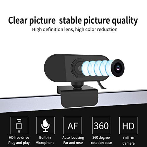 Webcam with Microphone, 1080P Desktop/Laptop Computer Camera, USB Webcam Plug and Play, PC Webcam for Live Streaming, Video Call, Conference, Recording, Online Classes, Game(Black)