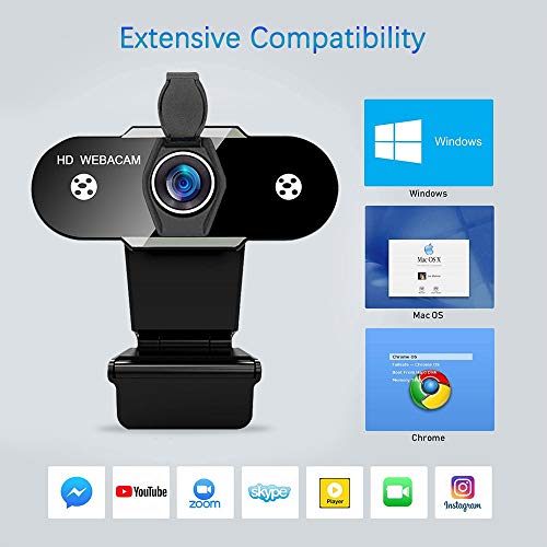 1080P Webcams with Microphone, HD Auto Focus USB Webcam with Privacy Cover, Computer Camera for Streaming, Conference, Gaming, Online Classes, Facetime, Tiktok, PC/Mac/Laptop