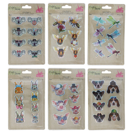 Crafter's Square Animal Pop-Up Stickers, 8-ct. Packs (Pack of 36)