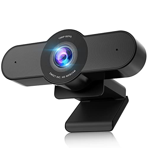 Webcam with Microphone, 1080P HD 60FPS Streaming Webcam USB Webcam w/2 Noise ReductionMics,Software Control,90FOVAutofocus,Webcam for Desktop PC Mac Laptop Zoom Gaming FaceTime Teams Twitch -