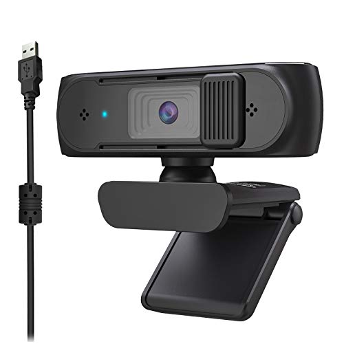 1080P/ 30fps HD USB Webcam with Noise- Reducing Microphone Auto- Focus 5MP 360 Degree Rotation Web Camera for PC, MAC, Laptop, Plug and Play Web Camera for YouTube, Skype Video Calling