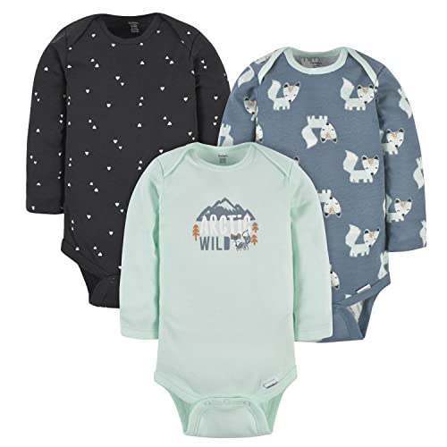 Baby Boys  3-Pack Long-Sleeve Onesies Bodysuit, Fox, 0-3 Months