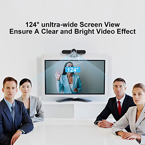 Wide Angle Webcam with Microphone and Speaker, Conference Room USB 1080P Web Camera for Smart TV Computer Video Call Streaming Meeting, Works for Microsoft Teams, Zoom, PC