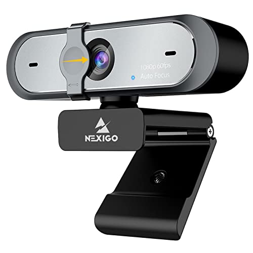 N660P 1080P 60FPS Webcam with Software Control, Dual Microphone & Cover, Autofocus, HD USB Computer Web Camera, for OBS/Gaming/Zoom/Skype/FaceTime/Teams/Twitch