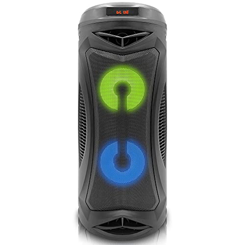 (Qty 2) Portable Rechargeable Bluetooth Speaker w/Color Changing LED, 6 Hours Playtime w/Digital Processing Portable Microphone, XLR to 1/4", for Karaoke (Green)