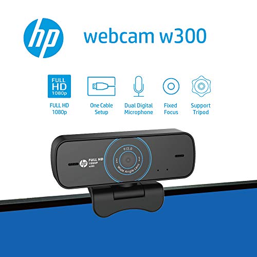 W300 Webcam, Web Video Cam w. Built-in Dual Mic, Full HD 1080P, Wide Angle Lens, Easy Plug &Play for Live Streaming/Conference/Skype/Online Class, Compatible w. Mac Windows Laptop Desktop Monitors