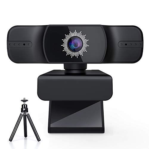 HD Webcam with Tripod Stand, 1080P Autofocus USB Camera with Microphone, PC Webcam for Video Calling & Recording Video Conference/Online Teaching/Business Meeting Compatible