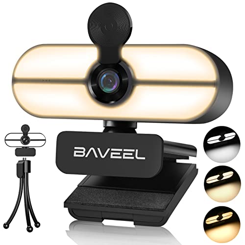 2k QHD Webcam with Microphone, Auto Light Correction 360Rotating Mac Webcam with Adjustable Ring Light,Plug and Play,Tripod,110Wide-Angle Webcams for Skype, Live Streaming,OnlineLearning