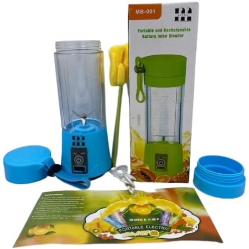 MODAIO Portable Mini Juicer Blender for Milk Shakes, Fruit Juice and Smoothies, Six 3D Blades Ice Crushing Rechargeable with USB, 13oz (Blue)
