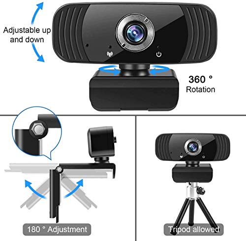 1080P Webcam with Microphone, Plug and Play USB 2.0 Desktop Laptop Computer Web Camera with Auto Light Correction, for Video Streaming, Conference, Game,Study