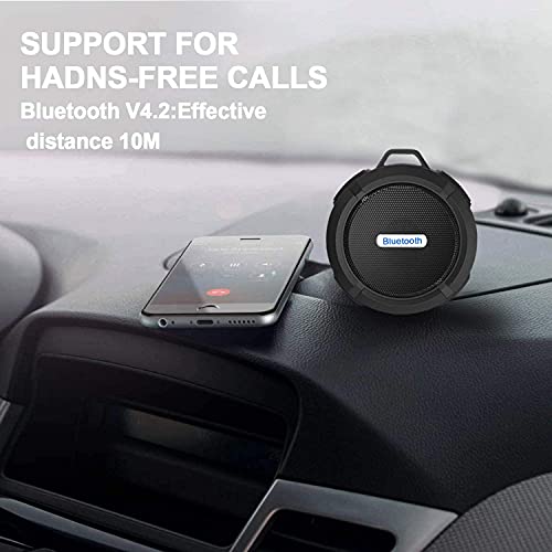 Bluetooth Speaker, IPX7 Waterproof Shower Portable Wireless Outdoor Speaker with HD Sound, Support TF Card, Suction Cup for Home, Pool, Beach, Boating, Hiking 6H Playtime -Black