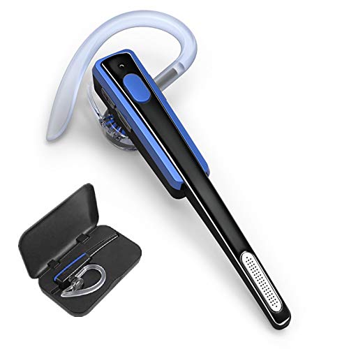 Bluetooth Headset, Wireless Business Earpiece V4.1 Lightweight Noisy Suppression Bluetooth Earphone with Microphone for Phone/Laptop/CarBlue+Case