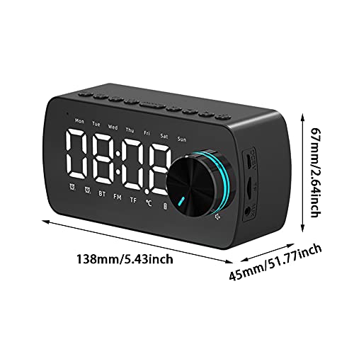 Bluetooth Speaker, Mirror Dual Alarm Clock Wireless Bluetooth Speaker Portable Multifunction USB Rechargeable Alarm Clock(Black)