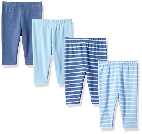 baby boys Ultimate Flexy 4 Pack Knit Pants Layette Set, Blue Stripe, 6-12 Months US