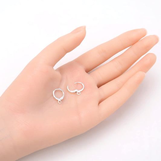 50pcs Sterling Silver Plated Hoop Earring Hooks for Jewelry Making
