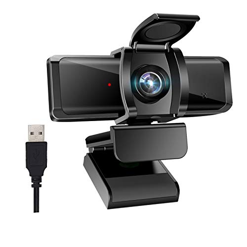 Webcam with Microphone (Noise Cancelling) 1080P Full HD Privacy Cover USB Driver Adjustable Focus for Desktop Computer Gaming Live Streaming Video Conference Zoom Meeting Web Camera