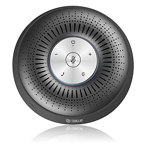 Conference Speaker with 4 Microphones Array, 360 Voice Pickup, Bluetooth&USB Portable Conference Speakerphone for Smartphones, Laptops and Desktops