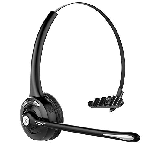 Bluetooth Headset with Microphone, V5.0, Wireless Headset, CVC 6.0 Noise Cancel, Bluetooth Headphones with Mic, Phone Headset, Headsets Suitable for VOIP, Skype, Call Centers, Offices, Trucker