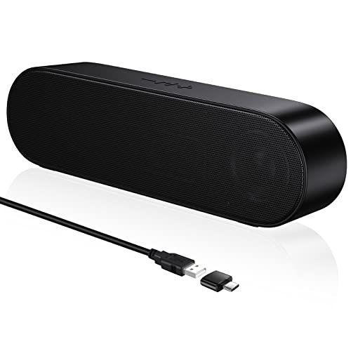 Dual 5W Single USB Computer Speakers, PC Speakers for Desktop, Laptop Speakers with Crystal Clear Sound, Loud Volume, Volume Control and Mute Button(USB-C to USB Adapter Included)