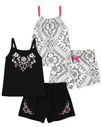 Baby and Toddler Girls Sleeveless Tank Top and Shorts Set, Paisley/Paisley & Floral, 5T