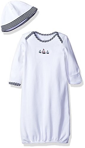 Boys  2-Piece Gown   Hat Set, Sailboats, 0-3 Months