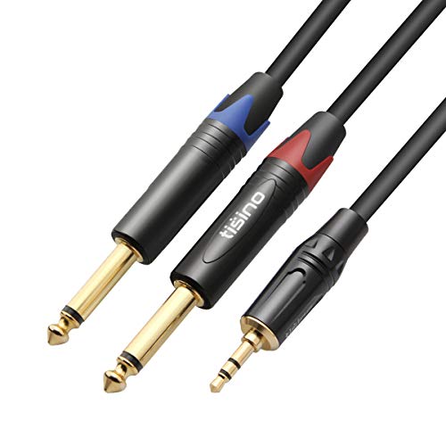 1/8 to 1/4 Stereo Cable, 1/8 Inch TRS Stereo to Dual 1/4 inch TS Mono Y-Splitter Cable 3.5mm Aux Mini Jack to Jack Breakout Cord - 10 feet