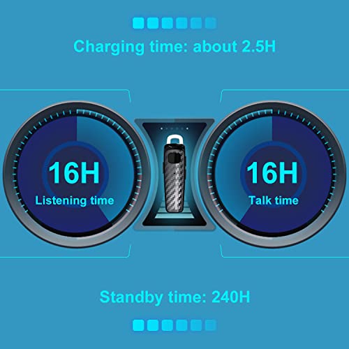 Bluetooth Headset,CVC8.0 Bluetooth Earpiece,16Hrs Talk Time Wireless Handsfree Headset Noise Cancelling Single Ear Bluetooth Headsets for Office/Workout/Driving,Compatible with iPhone Android-bk