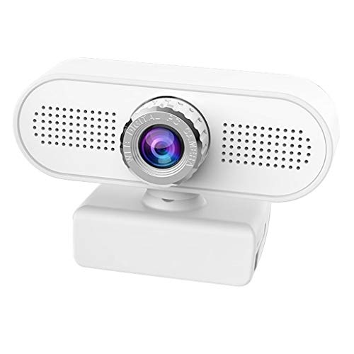 Computer Camera,Desktop Monitor Webcam with Microphone Applicable to Video Chat, Remote Classroom, Video Conference, Photo Recording (Color : White, Size : 1080P)