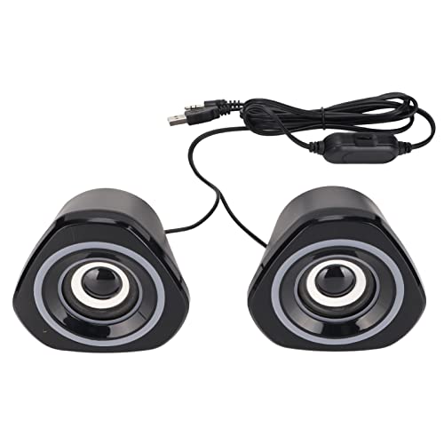 USB Powered Speaker, 3.5mm AUX Cable Universal Small Computer Speakers with LED Light for Smartphone for(#2)