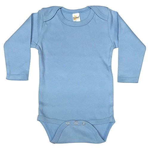 Baby Blank Long Sleeve Onesie Pastel (0-3 Months, Blue)