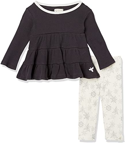Girls' Top and Pant Set, Tunic and Leggings Bundle, 100%  Cotton, Vintage Snowflake, 3 Months