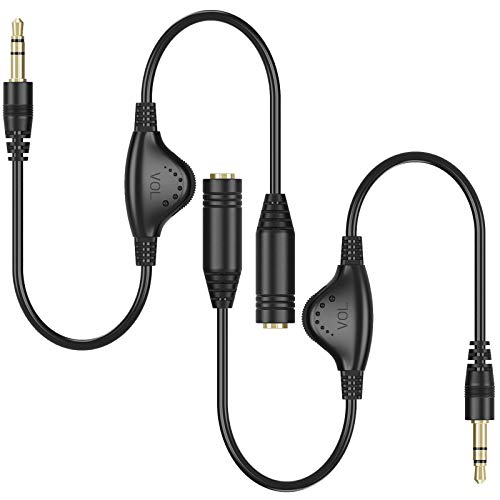 3.5mm Headphone Extension Cables, 2pcs 3.5mm Male to Female Stereo Audio Extension Cord with Volume Adjustment Control for Smartphone Tablets MP3 Players - 10inch