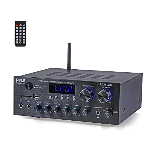 Bluetooth Home Audio Amplifier Receiver Stereo 300W Dual Channel Sound Audio System w/MP3, USB, SD, AUX, RCA, MIC, Headphone, FM, LED, Reverb Delay, for Home Theater Speakers, Studio PDA69BU
