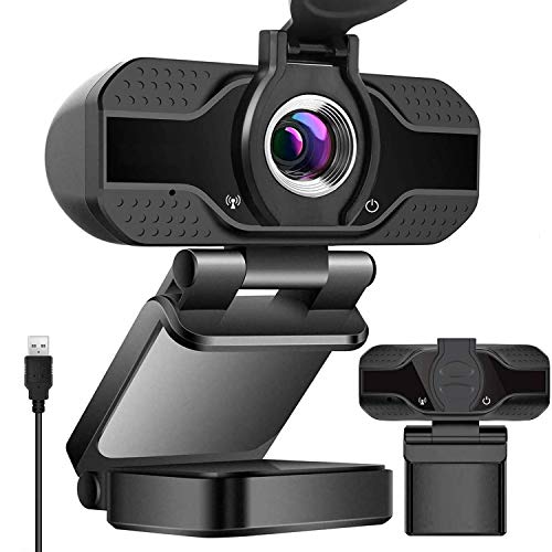 Webcam 1080P with Microphone & Privacy Cover, Full HD USB Camera for PC, Mac, Laptop, Desktop, Plug&Play, USB Web Camera with Auto Light Correction for YouTube Skype Video Calling Studying Conference