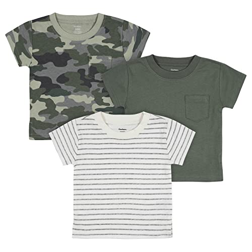 Baby Boys  3-Pack Short Sleeve Pocket Tees, Green Camo, 0-3 Months