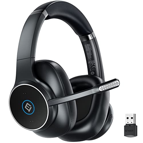 Bluetooth Headset with Microphone, Professional Wireless PC Headphones, ANC Noise Cancelling with 6 VOICEIA Tech Mics, 3 Modes and 48 Hours Talktime, HS150, Black