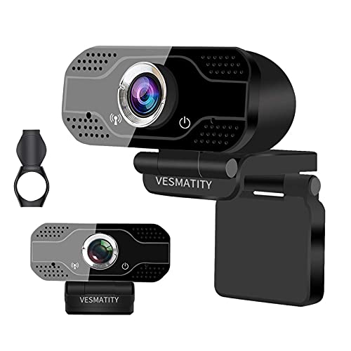 1080P Webcam with Microphone - Cameras with Privacy Shutter Streaming Webcam with Flexible Rotable Wide Angle Webcam Desktop for Streaming/Video Calling Recording/Meeting/Online Teaching