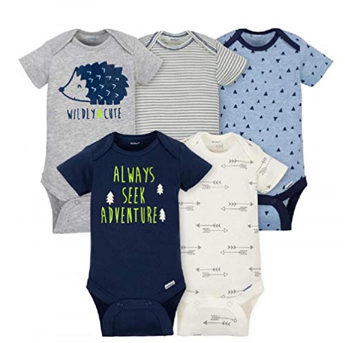 Baby 5-Pack Variety Onesies Bodysuits  Blue Grey, 0-3 Months